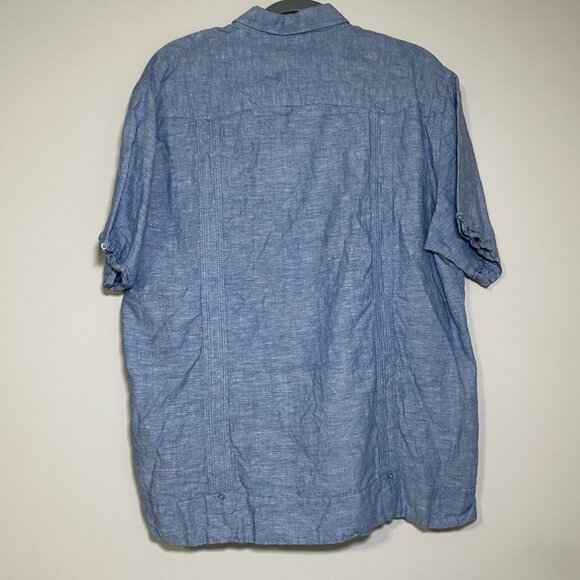 Men's XL Cubavera Linen/Cotton Blend Short Sleeve Button Down Shirt - Picture 6 of 7